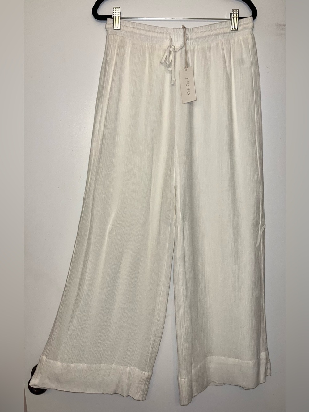 Z Supply Cream White Wide-Leg Pants 100% Raylon Linen Weave NWT